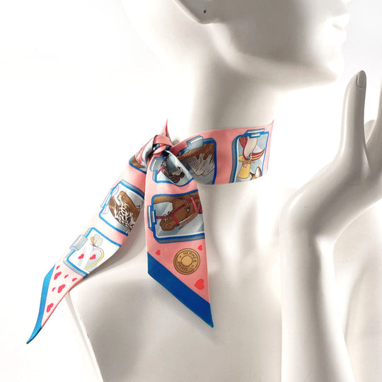 HERMES scarf 063875S 100% silk pink HERMES STORY