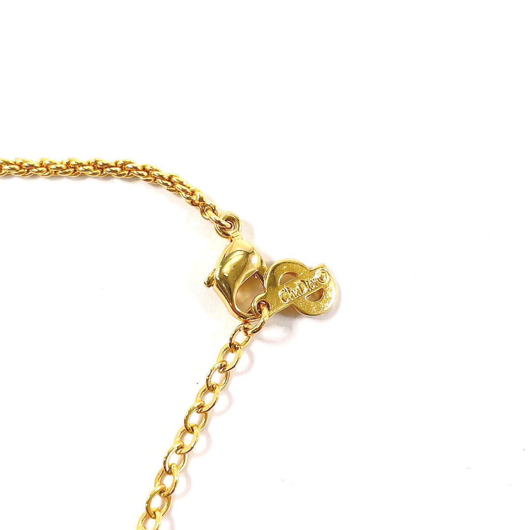 Christian Dior Necklace Metal, Rhinestone gold Emblem logo