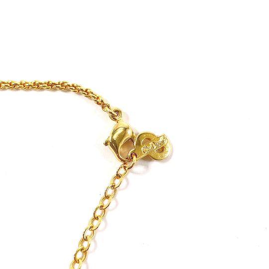 Christian Dior Necklace Metal, Rhinestone gold Emblem logo
