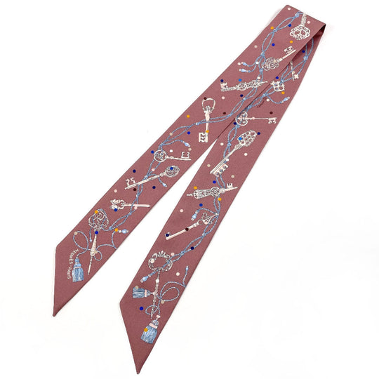 HERMES scarf 063871S 100% silk purple LES CLES A POIS