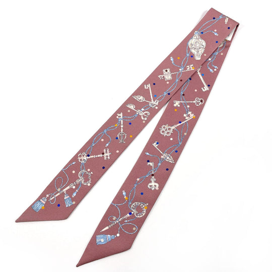 HERMES scarf 063871S 100% silk purple LES CLES A POIS