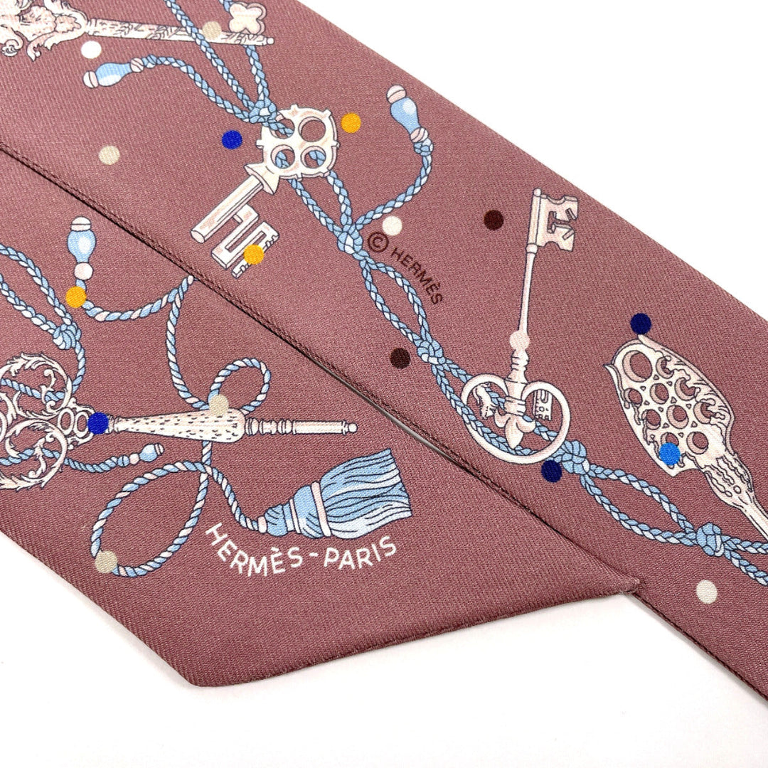 HERMES scarf 063871S 100% silk purple LES CLES A POIS