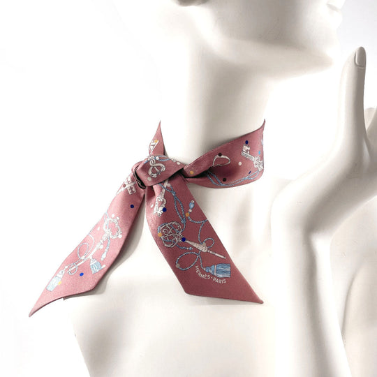 HERMES scarf 063871S 100% silk purple LES CLES A POIS