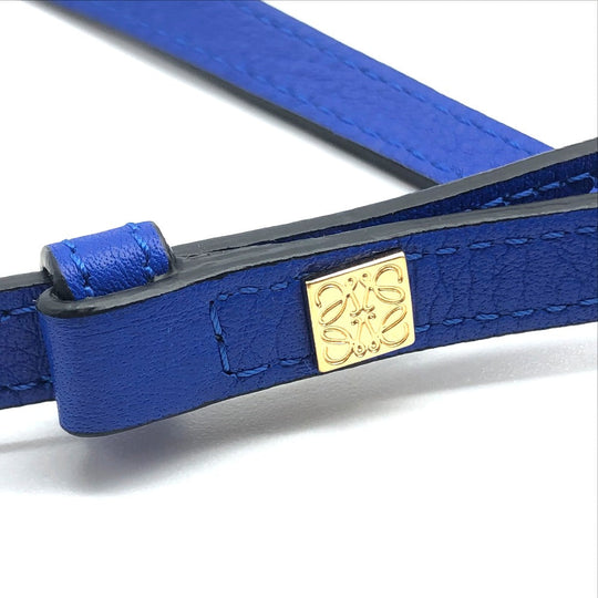 LOEWE Coin case leather Blue x white rabbit rabbit motif animal Macrame Charm Key Women Used Authentic