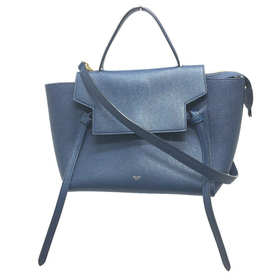 CELINE Handbag 176103ZVA.07DS Calfskin Navy flap Belt bag mini Women Used Authentic