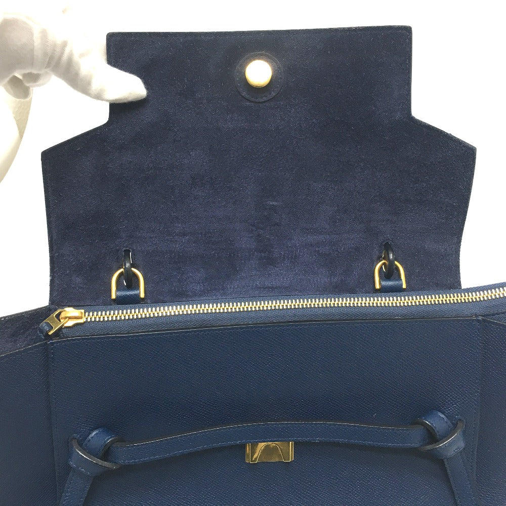CELINE Handbag 176103ZVA.07DS Calfskin Navy flap Belt bag mini Women Used Authentic