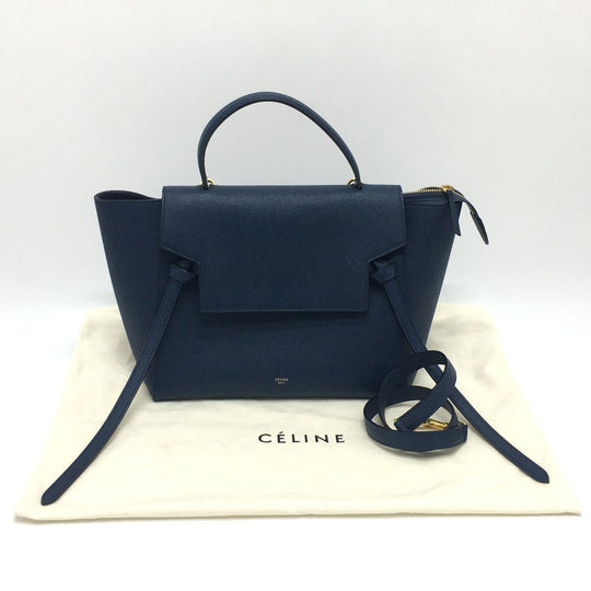 CELINE Handbag 176103ZVA.07DS Calfskin Navy flap Belt bag mini Women Used Authentic