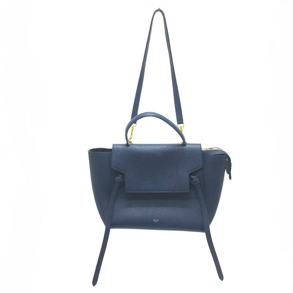 CELINE Handbag 176103ZVA.07DS Calfskin Navy flap Belt bag mini Women Used Authentic