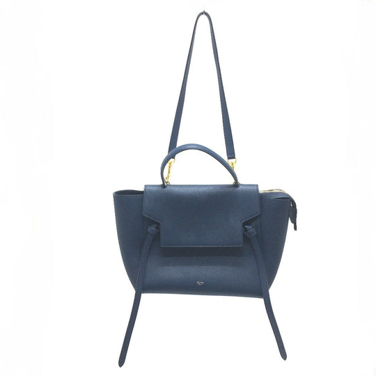 CELINE Handbag 176103ZVA.07DS Calfskin Navy flap Belt bag mini Women Used Authentic
