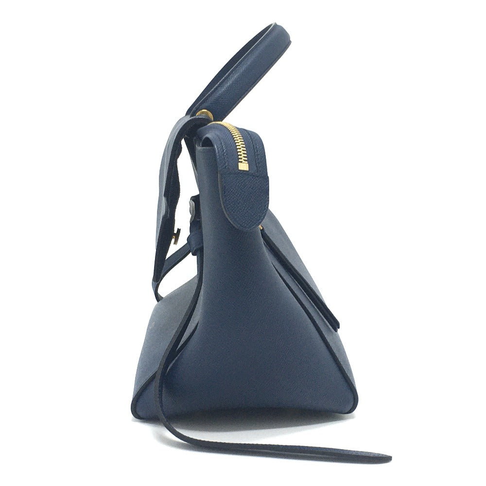 CELINE Handbag 176103ZVA.07DS Calfskin Navy flap Belt bag mini Women Used Authentic