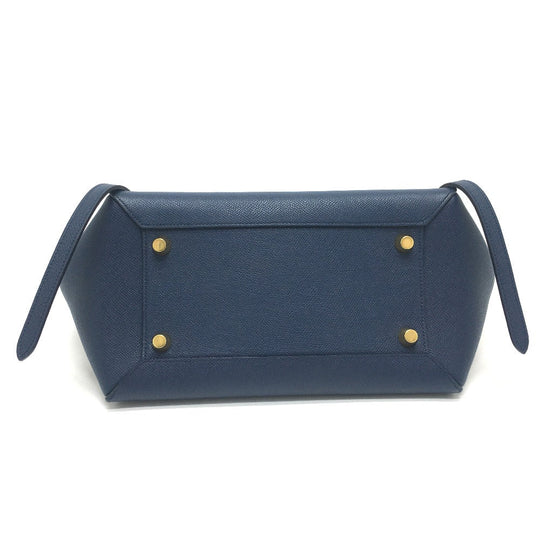 CELINE Handbag 176103ZVA.07DS Calfskin Navy flap Belt bag mini Women Used Authentic