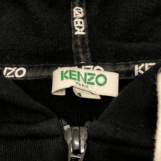 KENZO Hoodie cotton black Kenzo Sports Logo Sweat Blouson Logo print unisex(Unisex) ‚r Used Authentic