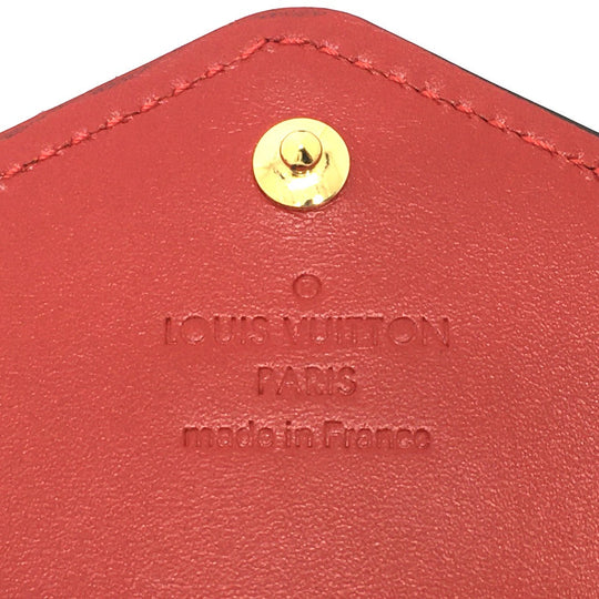 LOUIS VUITTON Long Wallet Purse M90489 Monogram Vernis Red Monogram Vernis Portefeuille Sarah Bird Bird Women Used Authentic