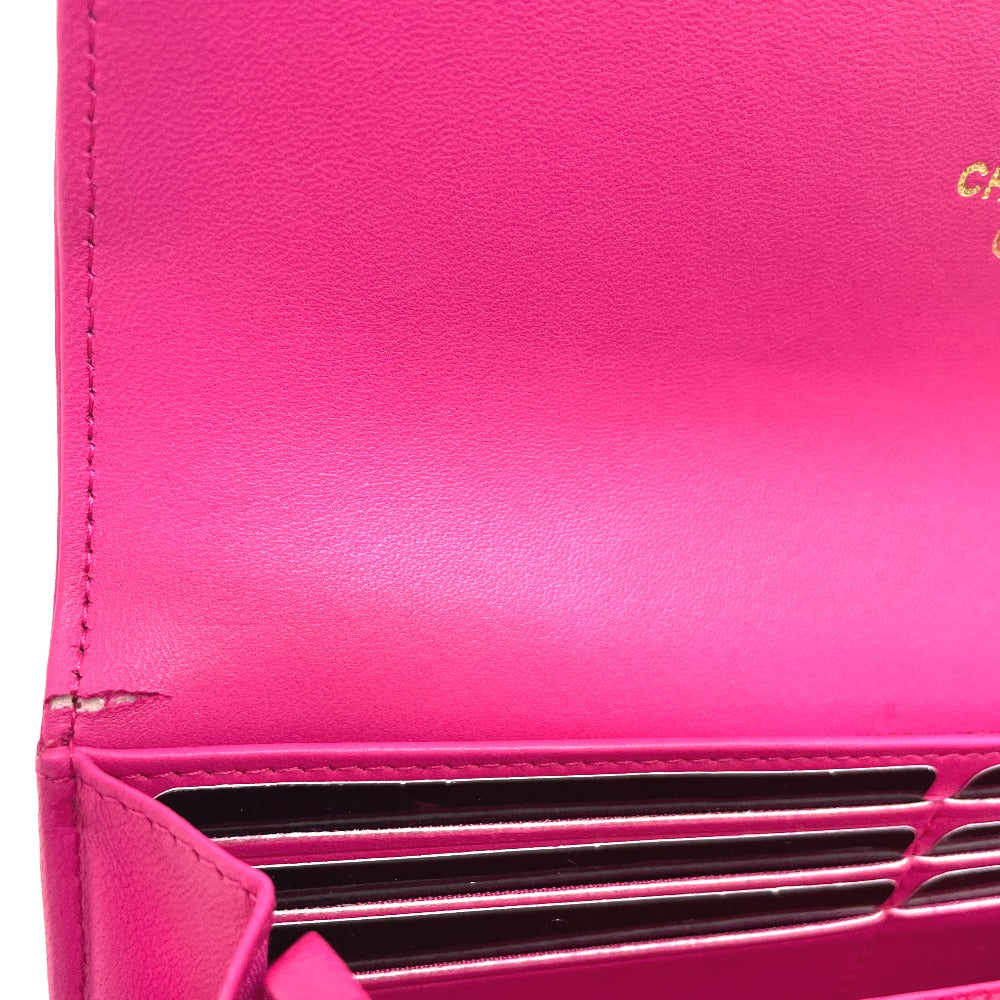 CHANEL Long Wallet Purse A80286 lambskin pink Zip Around Matrasse Boy chanel Women Used Authentic