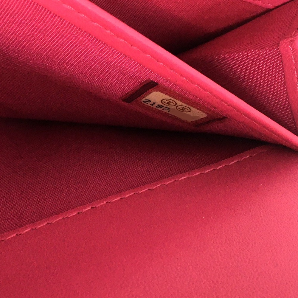 CHANEL Long Wallet Purse A80286 lambskin pink Zip Around Matrasse Boy chanel Women Used Authentic