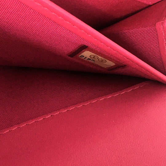 CHANEL Long Wallet Purse A80286 lambskin pink Zip Around Matrasse Boy chanel Women Used Authentic
