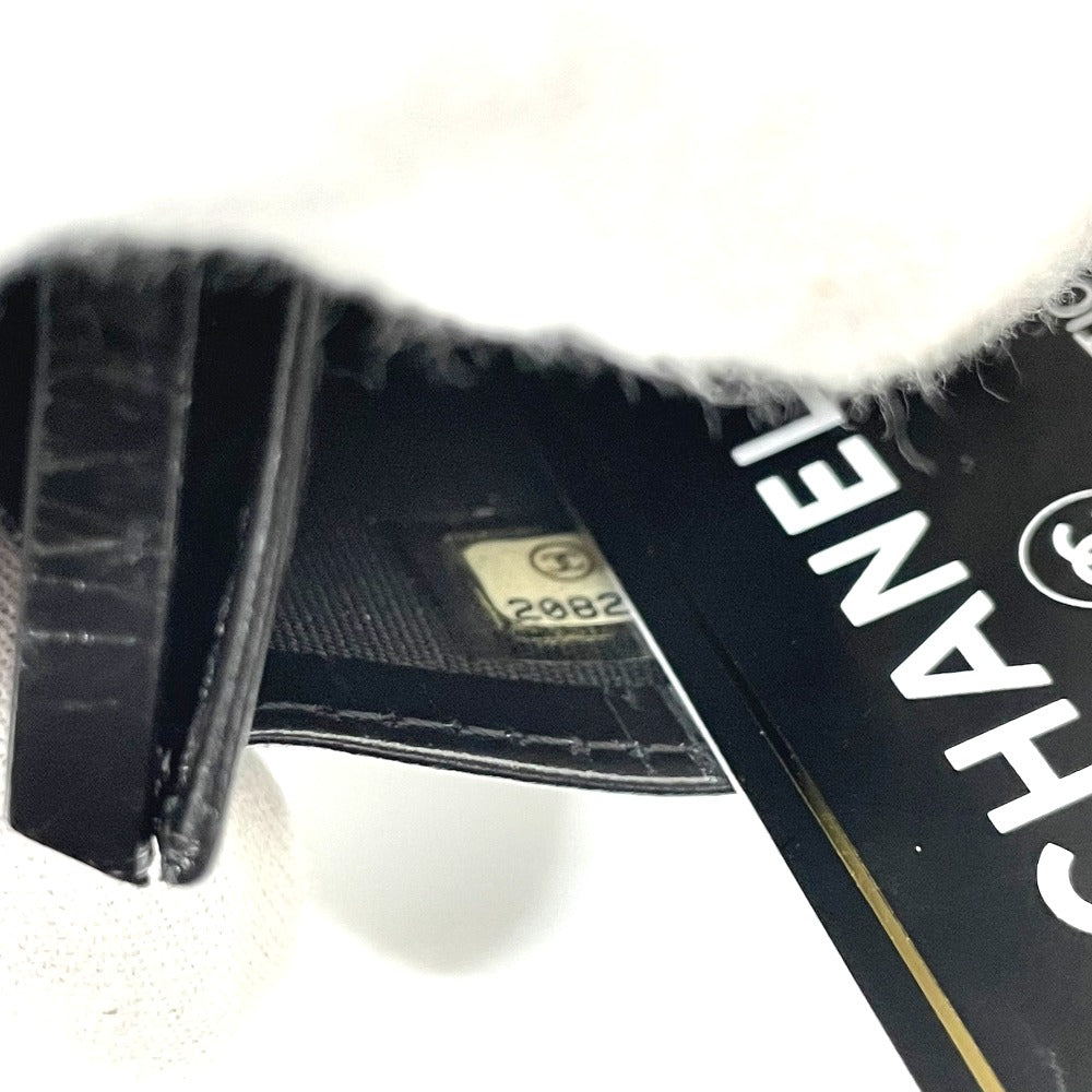 CHANEL Folded wallet A82184 leather black VOTEZ COCO Logo embossed vintage Women Used Authentic