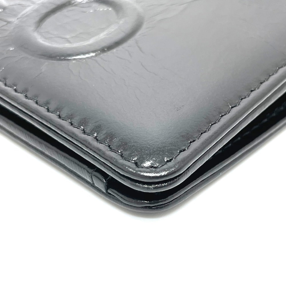 CHANEL Folded wallet A82184 leather black VOTEZ COCO Logo embossed vintage Women Used Authentic