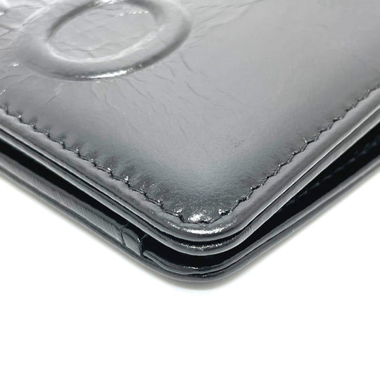 CHANEL Folded wallet A82184 leather black VOTEZ COCO Logo embossed vintage Women Used Authentic