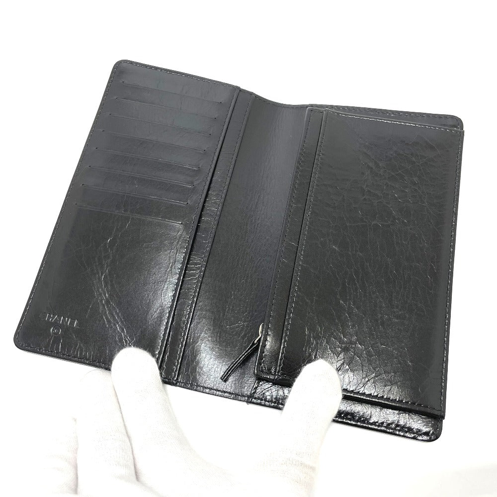 CHANEL Folded wallet A82184 leather black VOTEZ COCO Logo embossed vintage Women Used Authentic