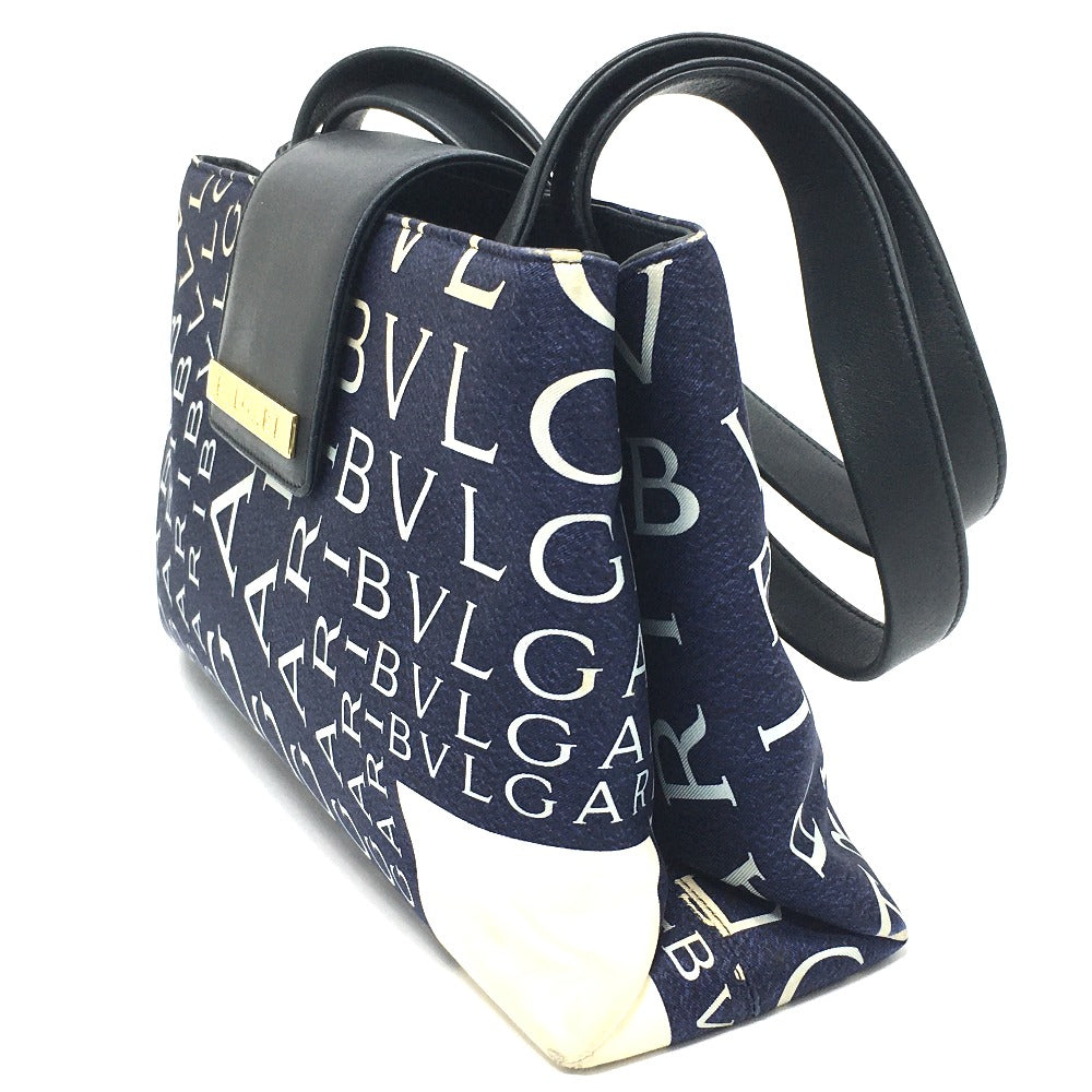BVLGARI Shoulder Bag leather Navy logo Shoulder