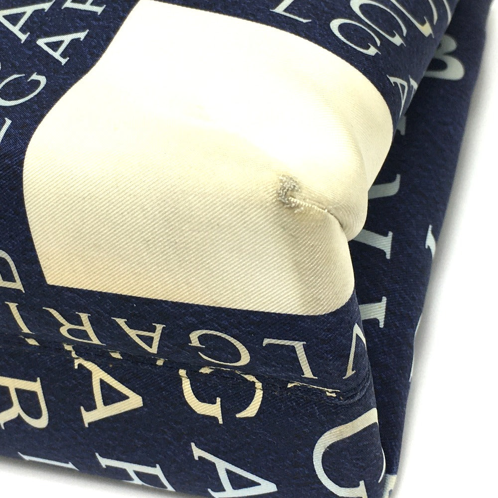 BVLGARI Shoulder Bag leather Navy logo Shoulder