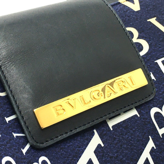 BVLGARI Shoulder Bag leather Navy logo Shoulder