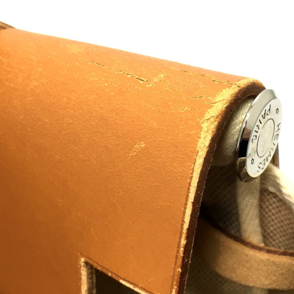 HERMES Backpack Leather/Toile GM beige With replacement bag Herbag add PM Women Used Authentic