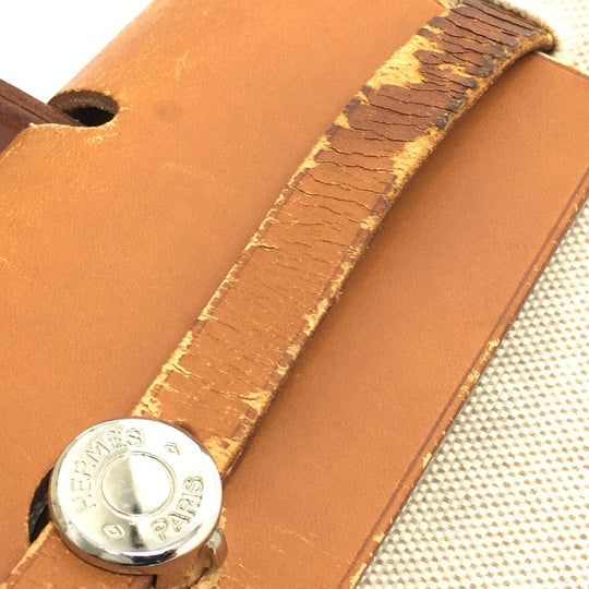 HERMES Backpack Leather/Toile GM beige With replacement bag Herbag add PM Women Used Authentic