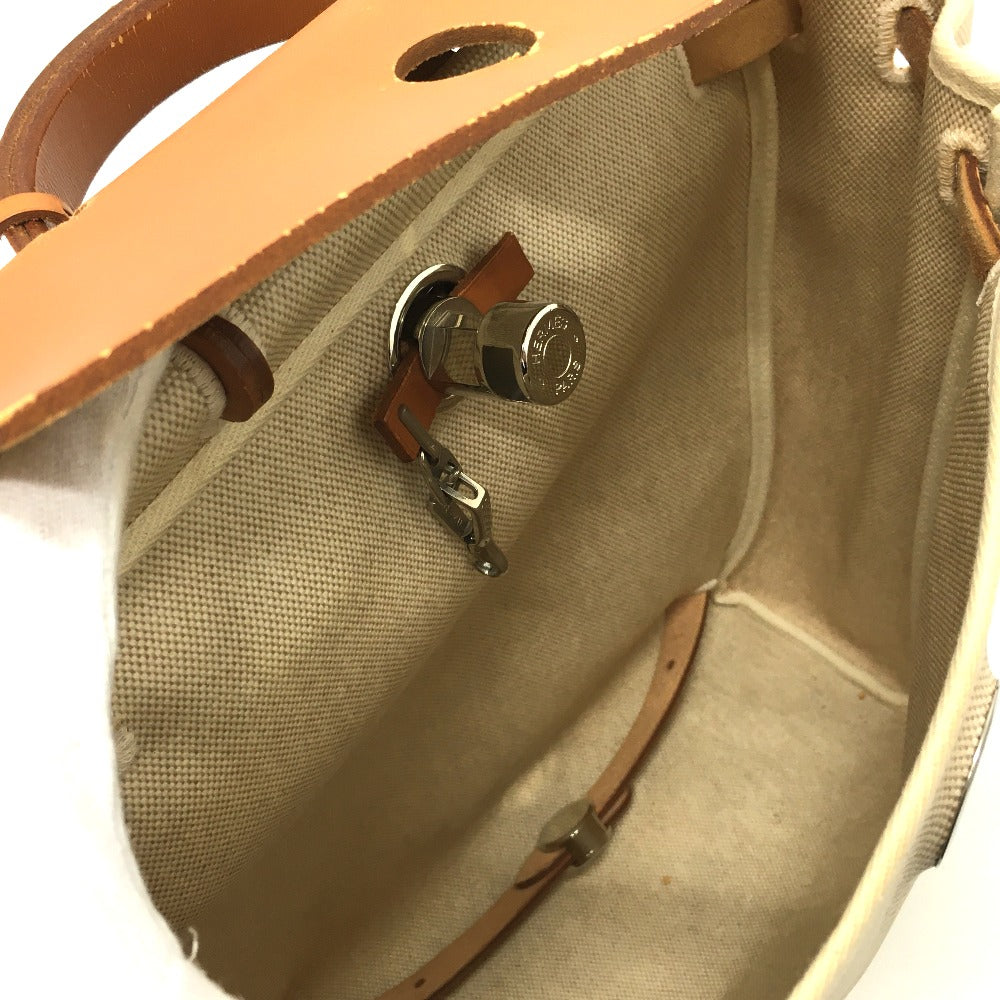 HERMES Backpack Leather/Toile GM beige With replacement bag Herbag add PM Women Used Authentic