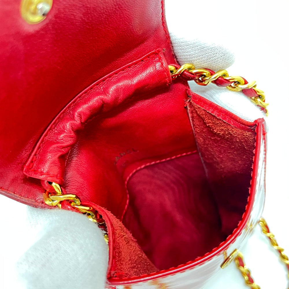 CHANEL Shoulder Bag Patent leather Red CCCOCO Mark Chain pochette Women Used Authentic