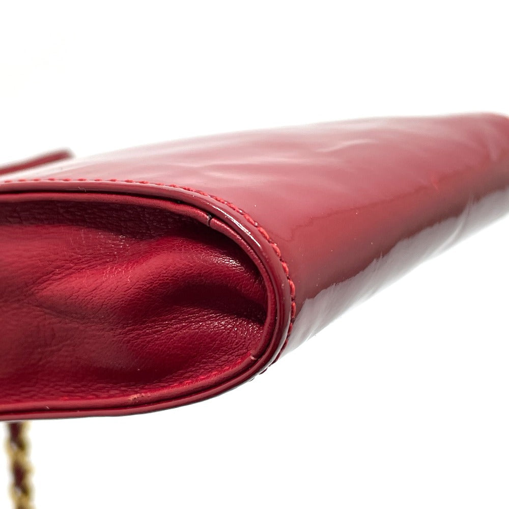 CHANEL Shoulder Bag Patent leather Red CCCOCO Mark Chain pochette Women Used Authentic