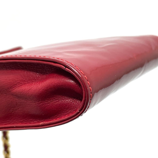 CHANEL Shoulder Bag Patent leather Red CCCOCO Mark Chain pochette Women Used Authentic