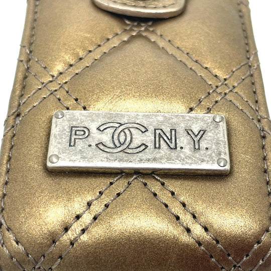 CHANEL Shoulder Bag A32475 leather Gold x Silver Metal 06A Matelasse Paris New York Women Used Authentic