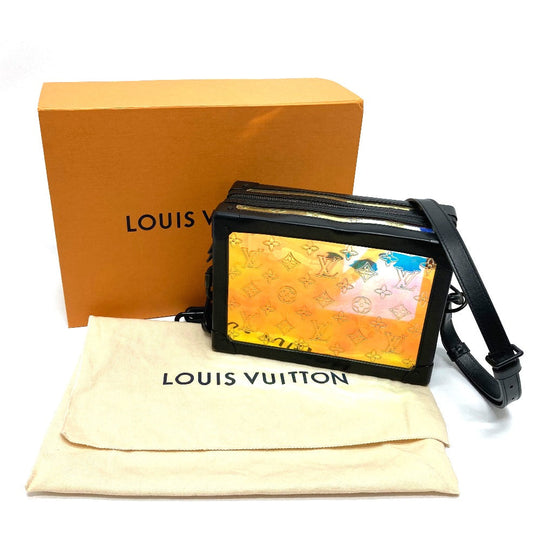 LOUIS VUITTON Shoulder Bag M55932 Leather, Monogram Prism Hologram x Black Monogram prism Soft Trunk mens Used Authentic
