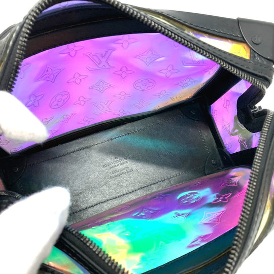 LOUIS VUITTON Shoulder Bag M55932 Leather, Monogram Prism Hologram x Black Monogram prism Soft Trunk mens Used Authentic