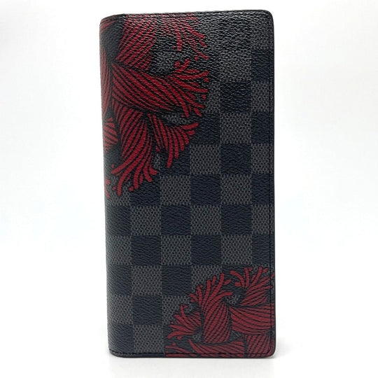 LOUIS VUITTON Long Wallet Purse N41676 Damier Grafitto Canvas Black x gray Damier Grafitte Portefeuille Brother Christopher Nemeth mens Used Authentic