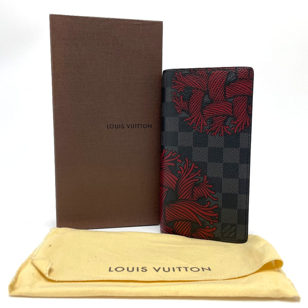 LOUIS VUITTON Long Wallet Purse N41676 Damier Grafitto Canvas Black x gray Damier Grafitte Portefeuille Brother Christopher Nemeth mens Used Authentic