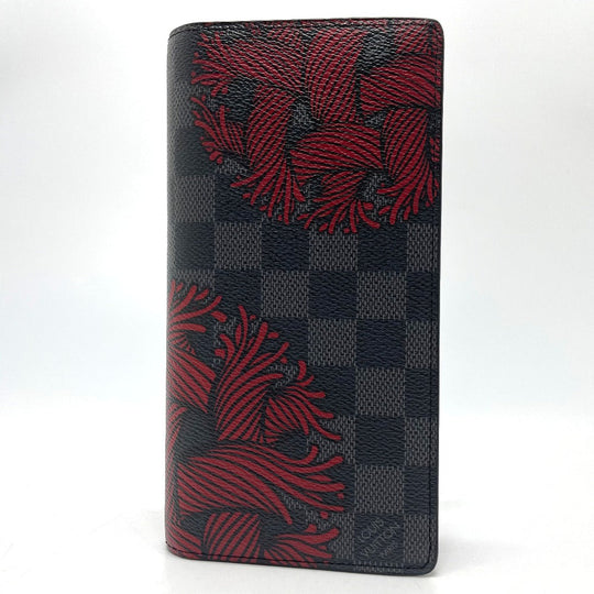 LOUIS VUITTON Long Wallet Purse N41676 Damier Grafitto Canvas Black x gray Damier Grafitte Portefeuille Brother Christopher Nemeth mens Used Authentic