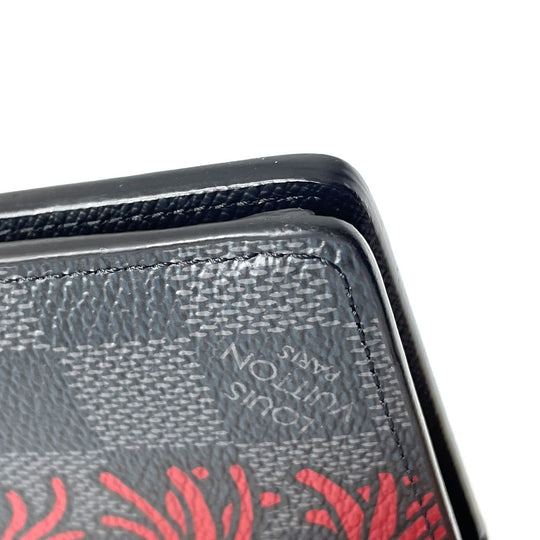LOUIS VUITTON Long Wallet Purse N41676 Damier Grafitto Canvas Black x gray Damier Grafitte Portefeuille Brother Christopher Nemeth mens Used Authentic