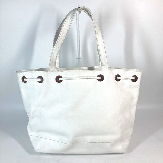 CHANEL Tote Bag Caviar skin white CC COCO Mark purse Women Used Authentic