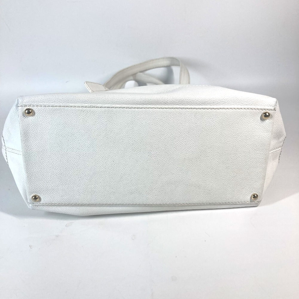 CHANEL Tote Bag Caviar skin white CC COCO Mark purse Women Used Authentic