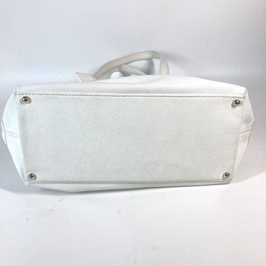 CHANEL Tote Bag Caviar skin white CC COCO Mark purse Women Used Authentic
