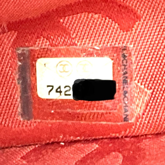 CHANEL Tote Bag Caviar skin Red CC COCO Mark Wood-like drawstring type Women Used Authentic