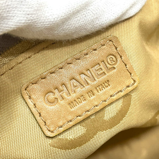 CHANEL Handbag lambskin beige CC COCO Mark Wild stitch Women Used Authentic
