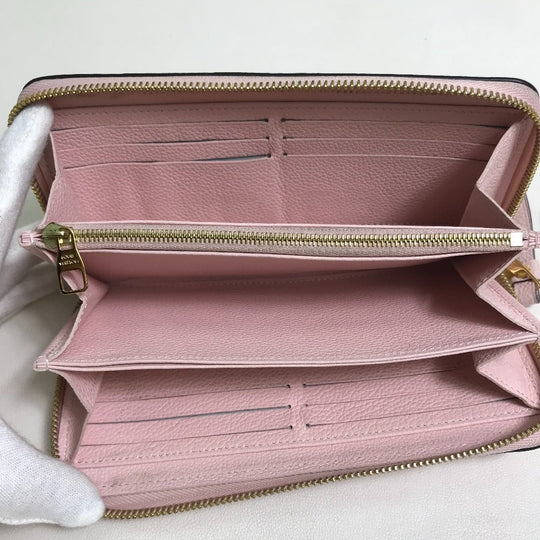 LOUIS VUITTON Long Wallet Purse M80403 Monogram Ann Platt Leather pink Monogram Ann Platt By the pool Women Used Authentic