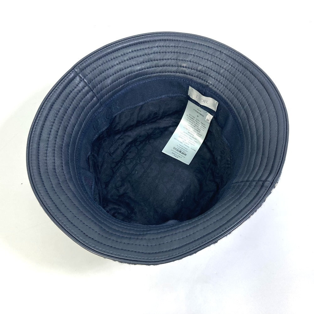 Christian Dior hat 113C907A4502 Canvas / leather Navy Oblique Bucket Women M Used Authentic