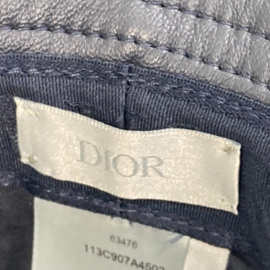 Christian Dior hat 113C907A4502 Canvas / leather Navy Oblique Bucket Women M Used Authentic