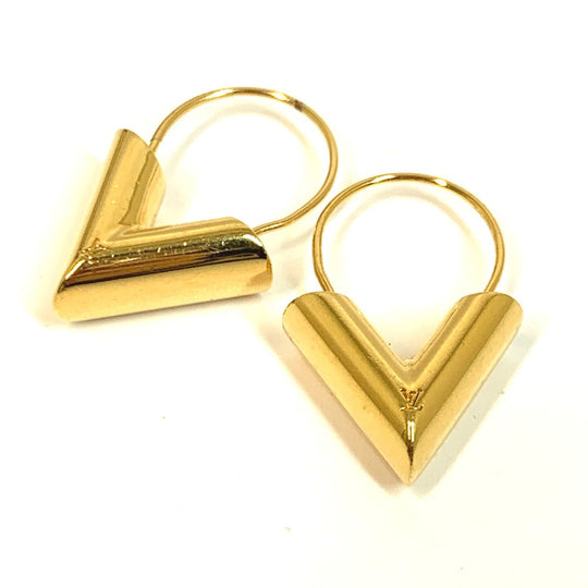 LOUIS VUITTON Pierce M61088 Gold Plated gold logo Hoop Earring Essential V
