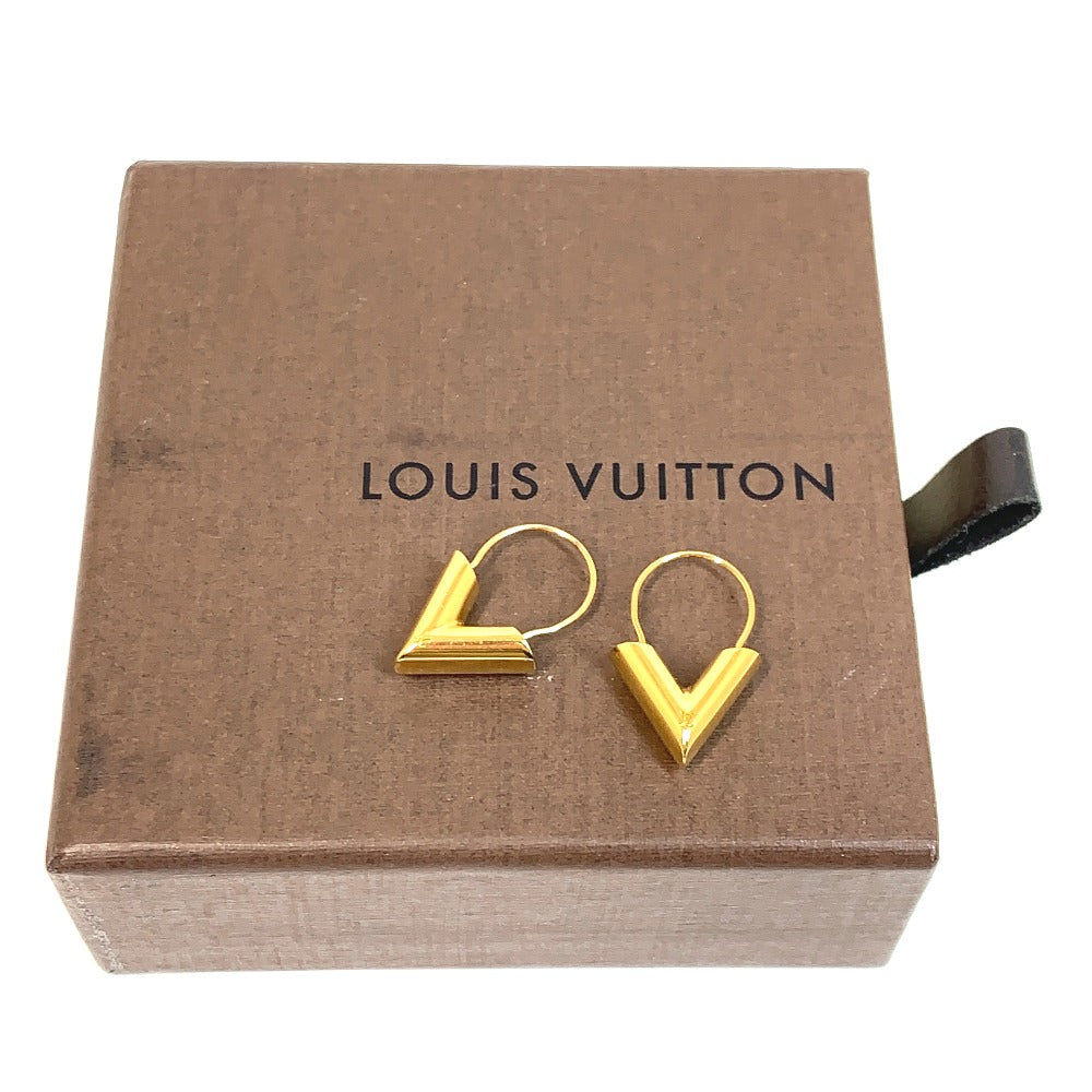 LOUIS VUITTON Pierce M61088 Gold Plated gold logo Hoop Earring Essential V
